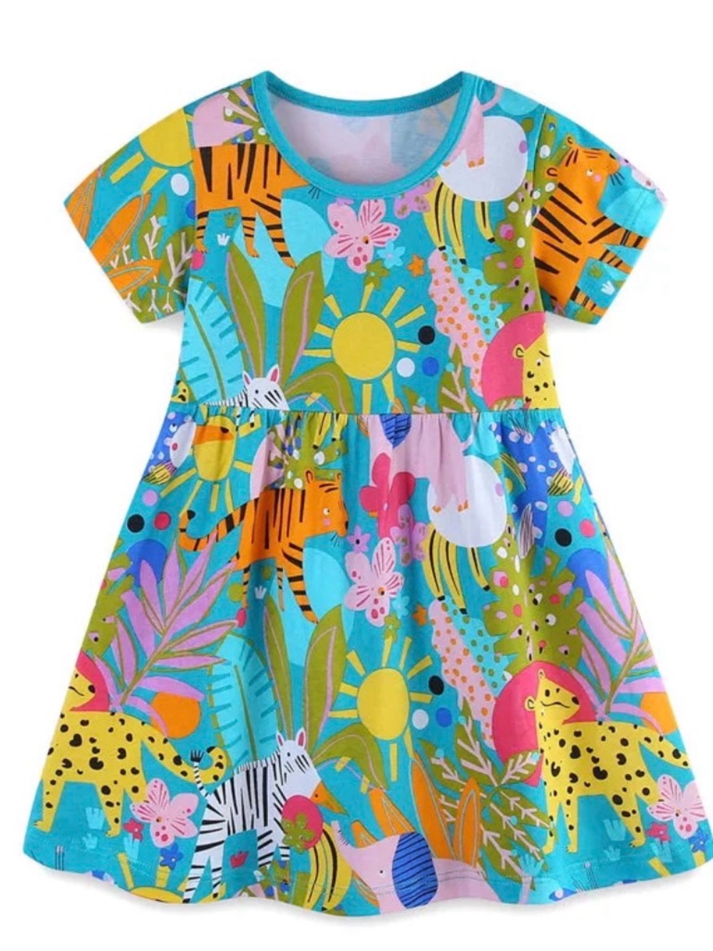 Jungle Animal Colorful Boutique Dress - School Trip / Back to School - Size 5